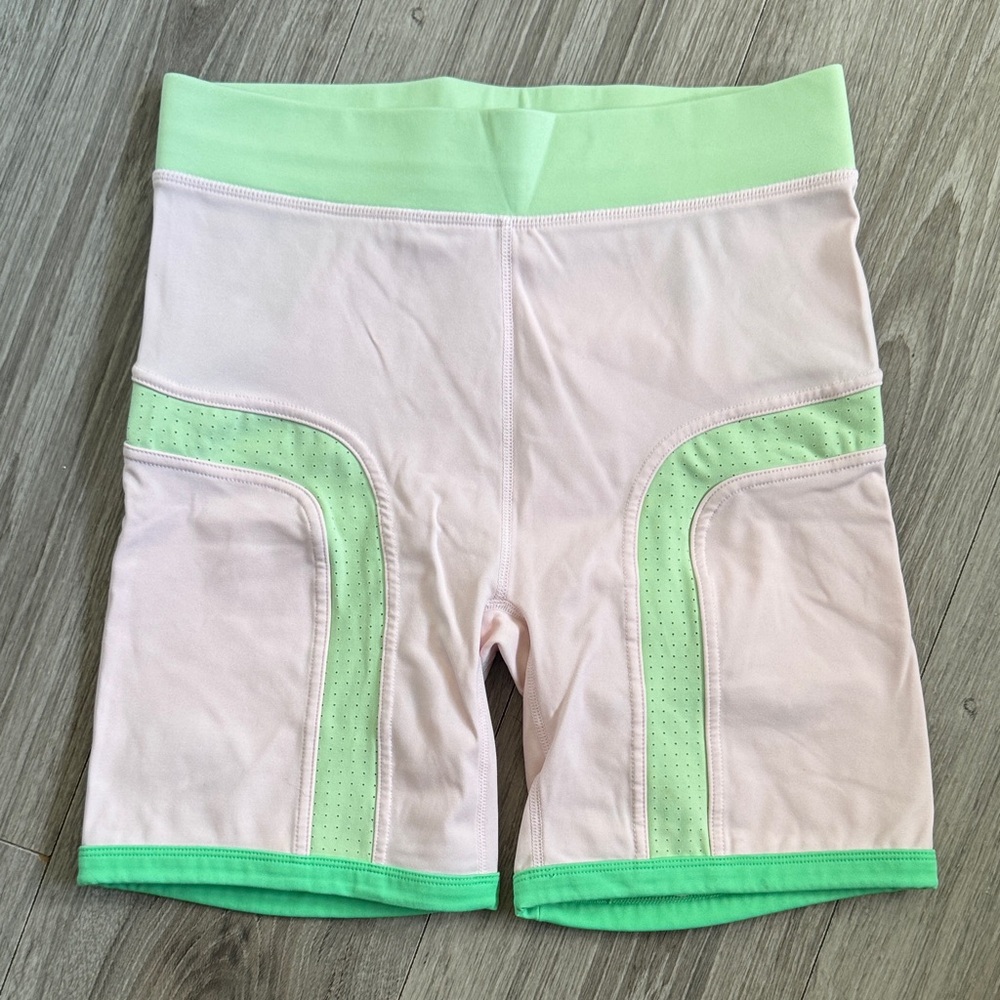 Fabletics Mint Green and Light Pink Women's Biker Shorts Size Medium